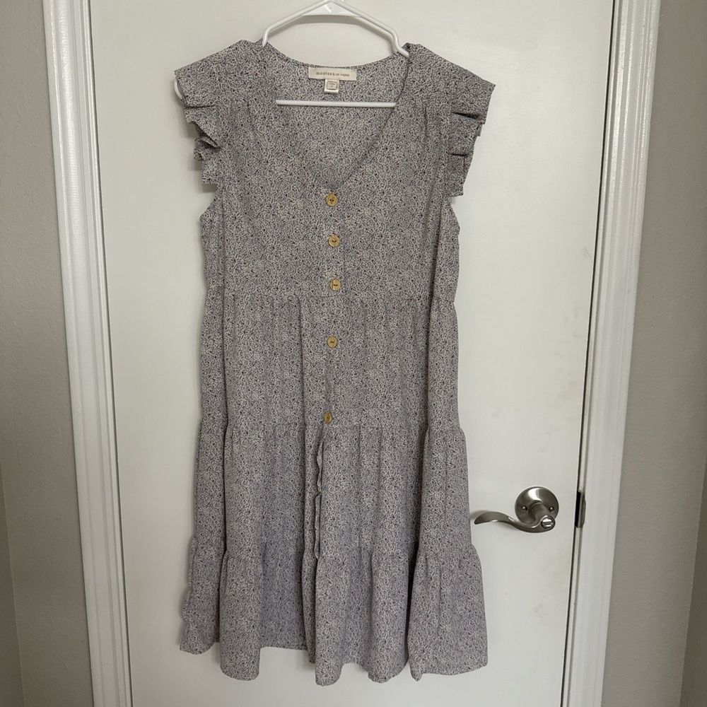 Floral Button-Down Dress with Ruffle Sleeves